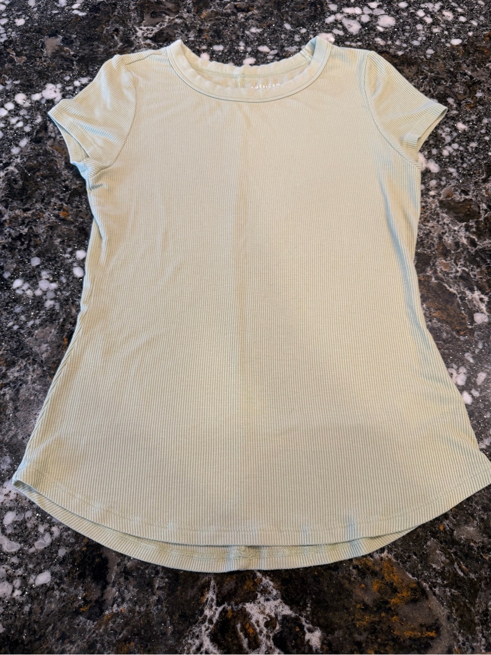American Eagle Outfitters Light Mint Ribbed Short Sleeve Tee